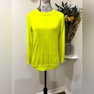 J. Crew Vibrant Yellow 3/4 Sleeve Merino Wool 100% Sweater Size Medium